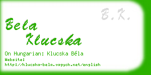 bela klucska business card